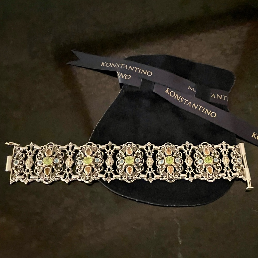 KONSTANTINO Heavy, Ornate Multi-Stone Bracelet
